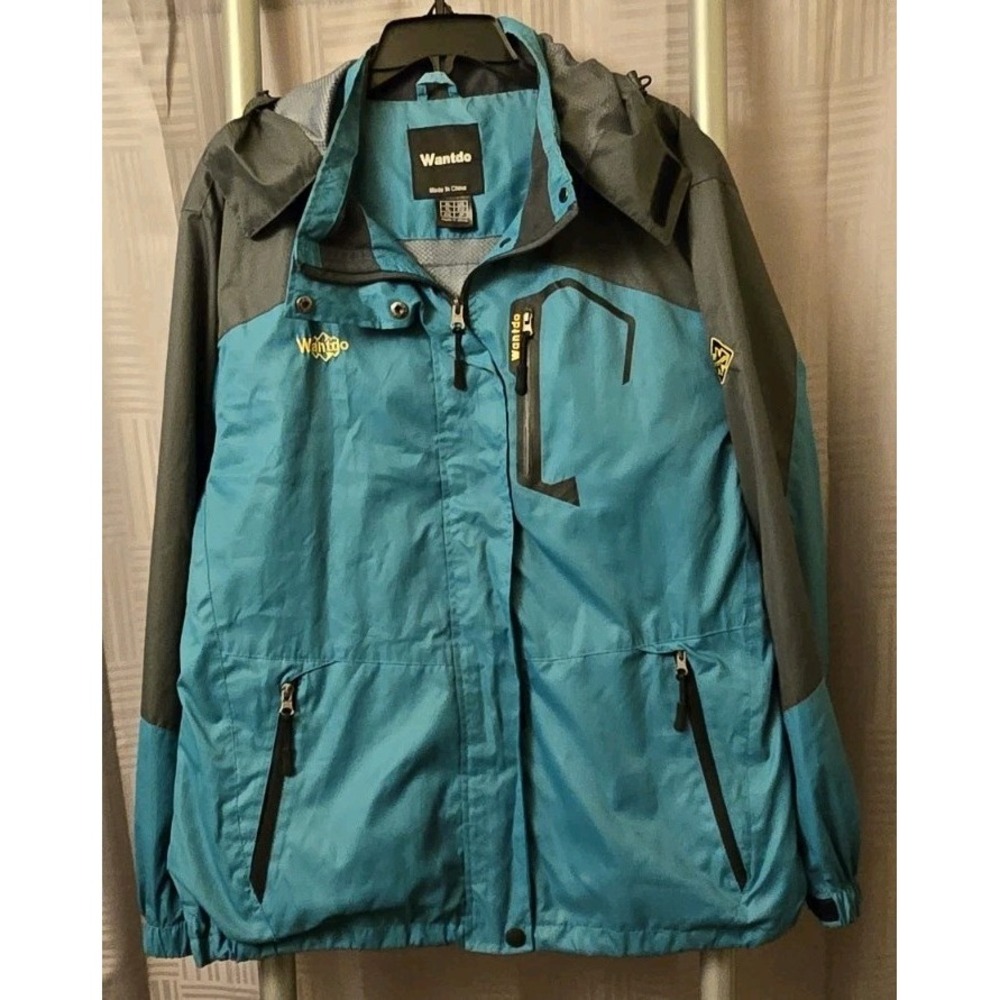 Wantdo Jacket Mens‎ XLarge Teal Hooded Insulated Ski Snow Coat Removable Hood
